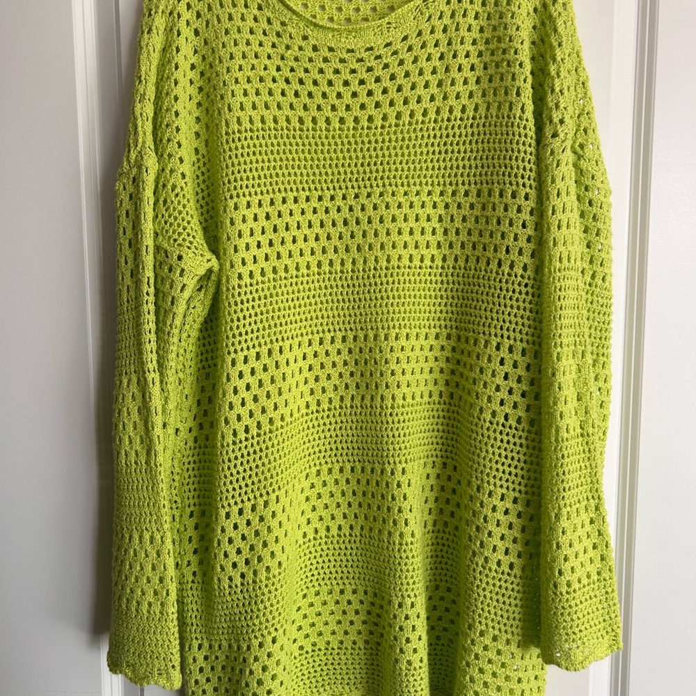 Lime Green Crochet Sweater